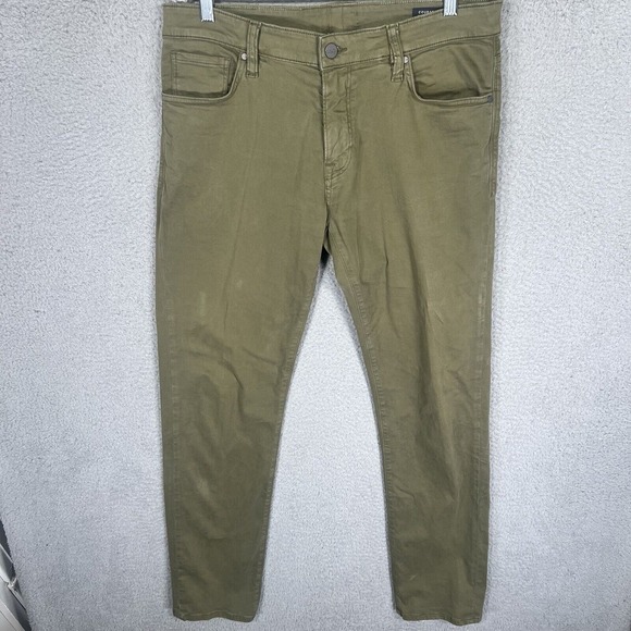 34 Heritage Jeans Mens 35x34 Green Denim‎ Courage Mid Rise Straight Stretch - Picture 1 of 9